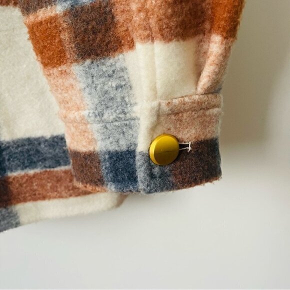 NWT Joie Grey &  rust plaid oversized shacket, Sz Large - Picture 8 of 14